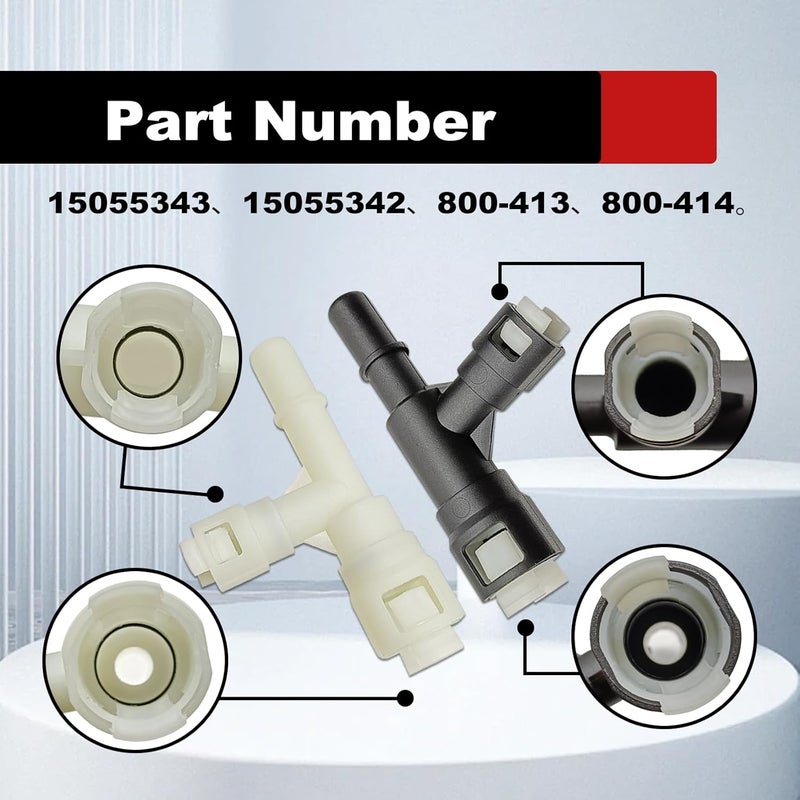 Pleoos 2PCS Car Heater Inlet Hose Fitting 15055343 Heater Inlet Hose Connector Tee Compatible with 00-14 GMC Yukon Sierra Chevy Tahoe Suburban Cadillac Escalade (Black & White) - Image 2